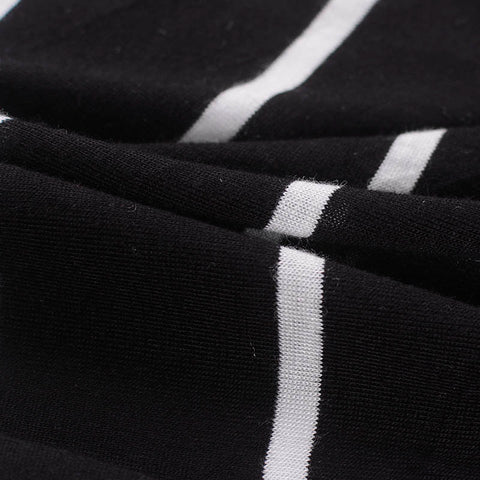 Black Horizontal-Stripe Jersey Knit, Viscose, 136 gsm