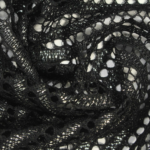 Black Openwork Lace, Nylon-Metallic