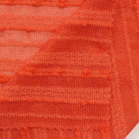 Orange Horizontal-Stripe Jacquard, Poly-Viscose