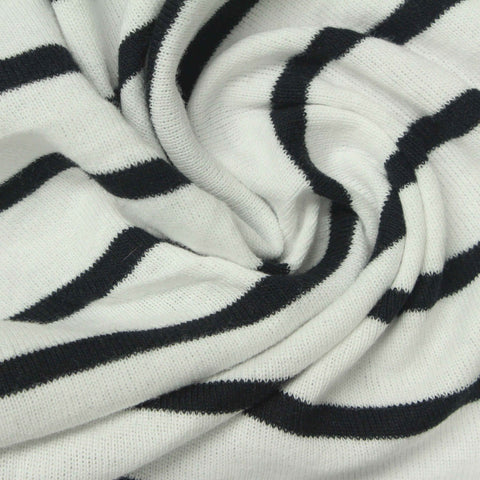 Black Horizontal-Stripe Rib Knit, Cotton, 148 gsm