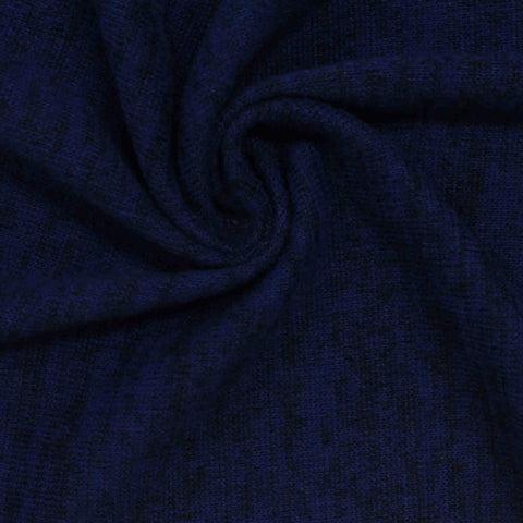 Brushed Polyester Stretch Chunky Knit Fabric, 190 gsm, 163 cm — Navy