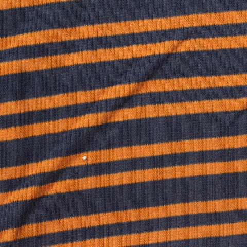 Orange Horizontal-Stripe Rib Knit, Cotton-Poly