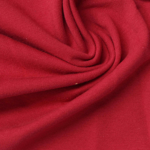 Cotton Polyester Stretch French Terry Fabric, 270 gsm, 160 cm — Red