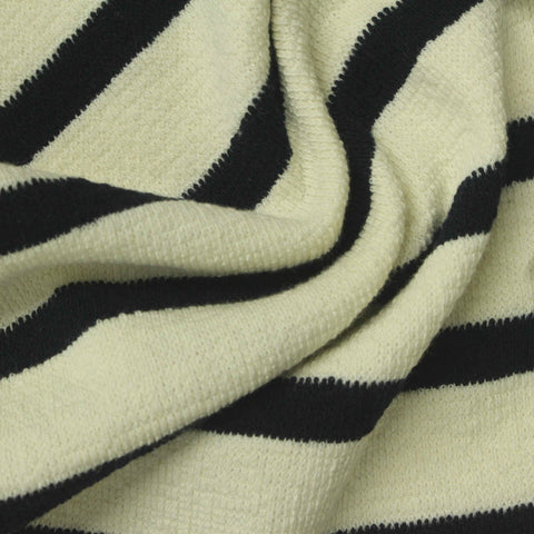 Black Horizontal-Stripe French Terry, Cotton