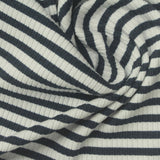 Dark Grey Horizontal-Stripe Rib Knit, Cotton-Poly — photo 3