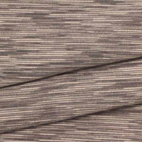 Brown Horizontal-Stripe Jersey Knit, Polyester, 290 gsm