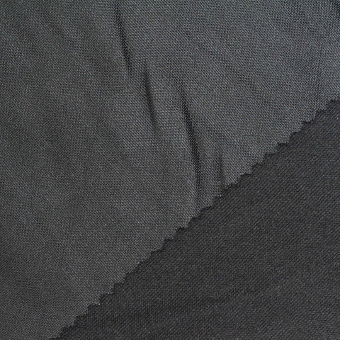 Polyester Stretch Interlock Knit Fabric, 290 gsm, 165 cm — Black