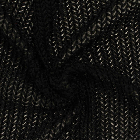 Black Herringbone Scuba Knit, Nylon-Spandex