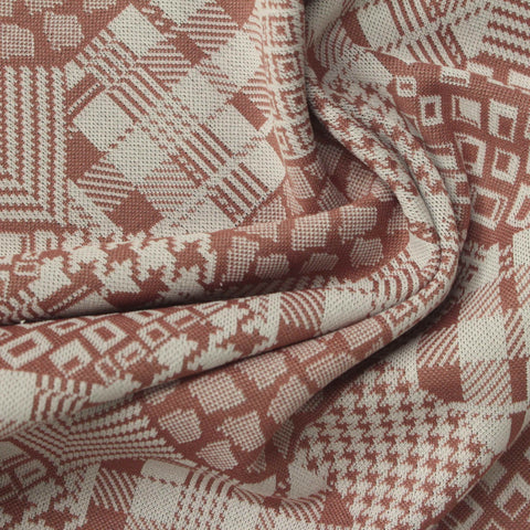 Brown Geometric Interlock Knit, Poly-Nylon
