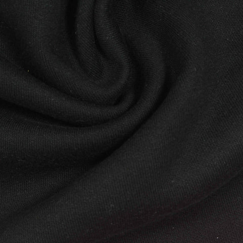 Brushed Polyester Cotton Interlock Knit Fabric, 330 gsm — Black