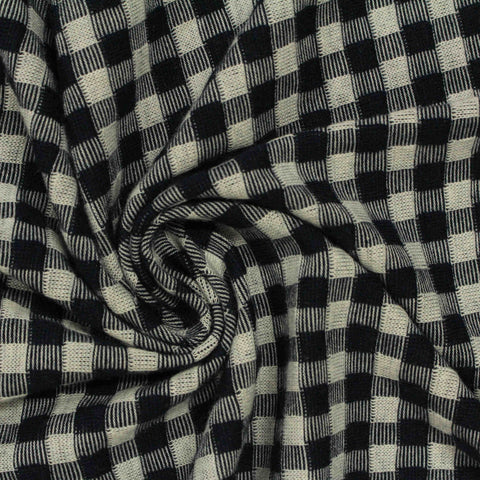 Black Check Jacquard, Poly-Viscose, 223 gsm