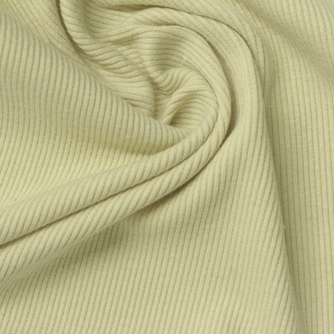 Pale Beige Ribbed Rib Knit, Cotton-Poly