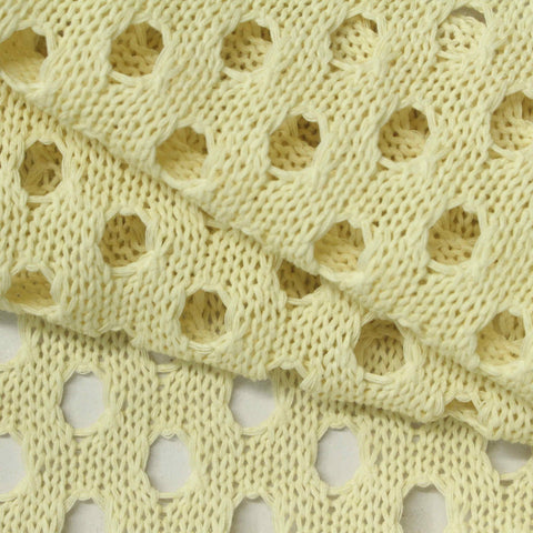Light Yellow Openwork Pointelle Knit, Poly-Cotton, 300 gsm