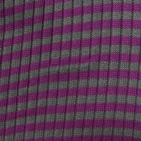 Purple Horizontal-Stripe Rib Knit, Polyester, 253 gsm