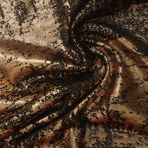 Gold Abstract Jersey Knit, Polyester, 175 gsm