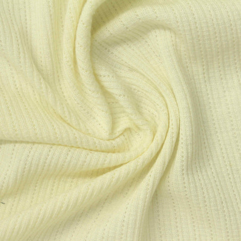 Pale Cream Textured Rib Knit, Poly-Viscose