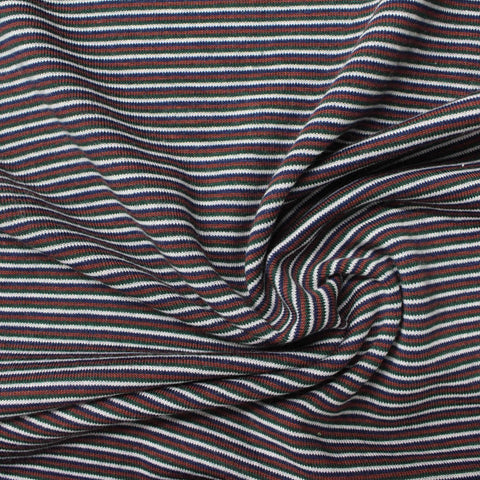 White Horizontal-Stripe Interlock Knit, Polyester