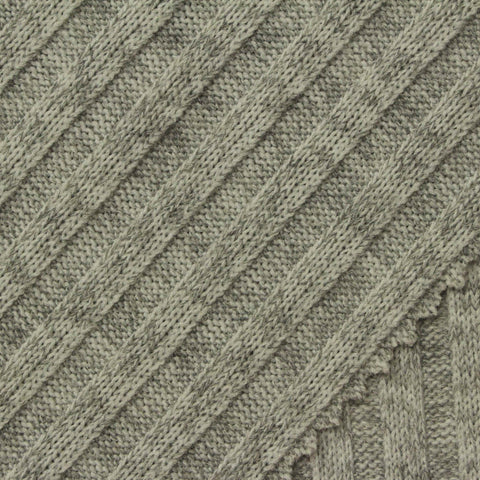 Grey Heathered-Marl Rib Knit, Polyester, 250 gsm