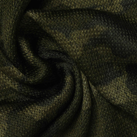 Green Camo Chunky Knit, Polyester, 200 gsm