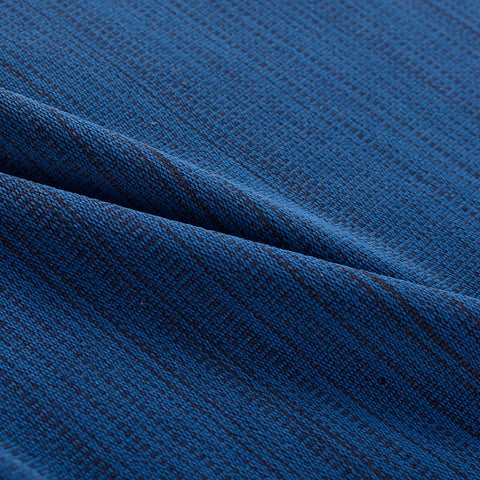 Navy Horizontal-Stripe French Terry, Poly-Cotton, 300 gsm