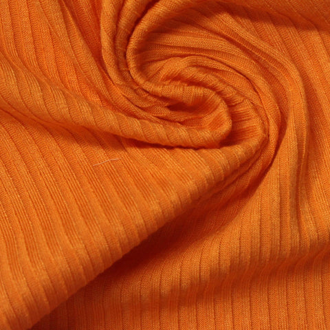 Polyester Stretch Rib Knit Fabric, 250 gsm, 170 cm — Orange