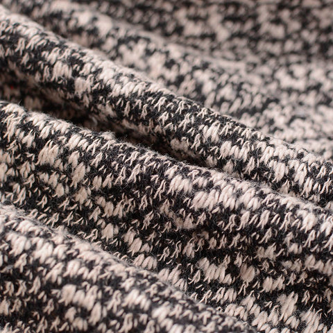 Black Geometric Chunky Knit, Cotton-Poly, 200 gsm