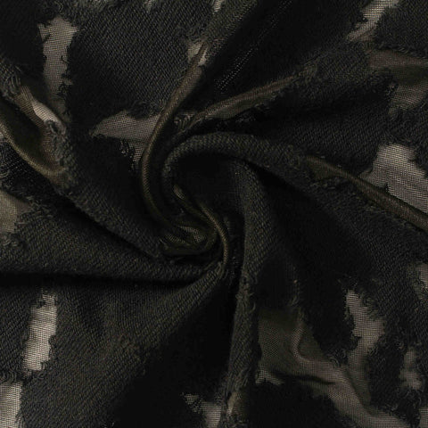Animal Print Polyester Cotton Stretch Knit Fabric, 130 gsm, 150 cm — Black