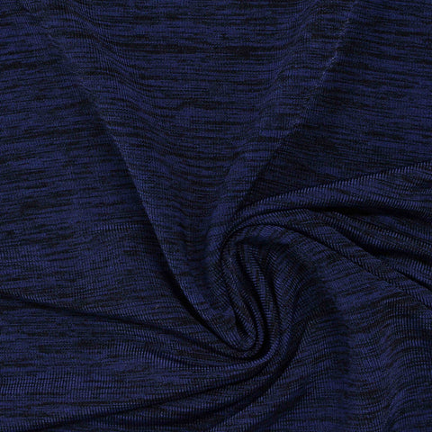 Dark Blue Marl Jersey Knit, Polyester, 214 gsm