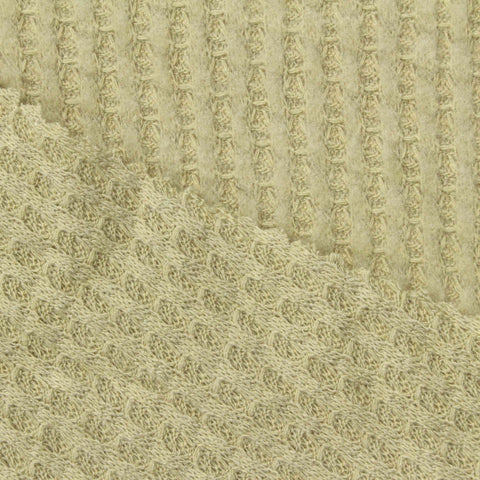 Brushed Polyester Viscose Waffle Knit Fabric, 220 gsm, 152 cm — Beige