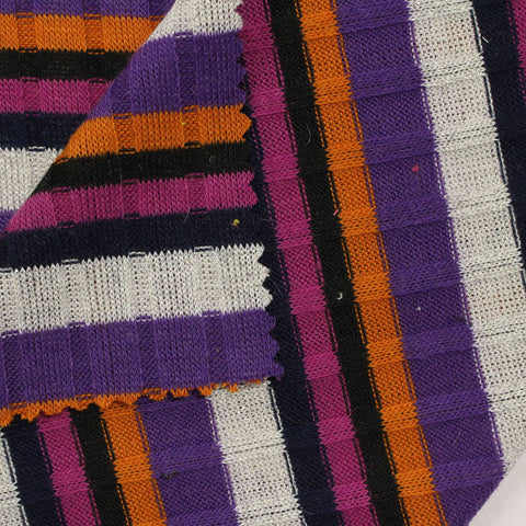 Black Horizontal-Stripe Rib Knit, Polyester, 200 gsm, 130 cm