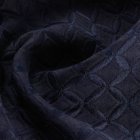 Navy Geometric-Circle Jacquard, Cotton-Poly