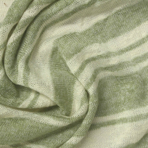 Muted Green Horizontal-Stripe Knit, Viscose-Poly