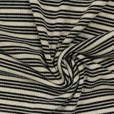 Black Horizontal-Stripe Rib Knit, Poly-Cotton — photo 3
