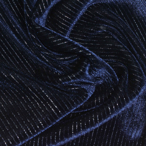 Dark Blue Marl Velvet, Polyester