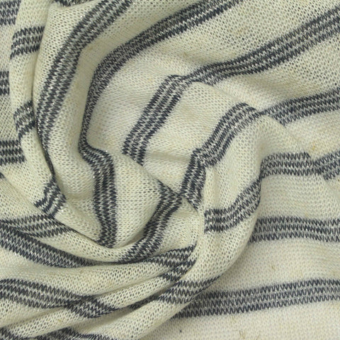 Dark Grey Horizontal-Stripe Knit, Viscose-Poly, 130 gsm, 160 cm