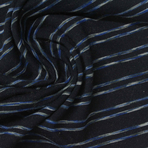 Blue Horizontal-Stripe Milk Silk Knit, Polyester