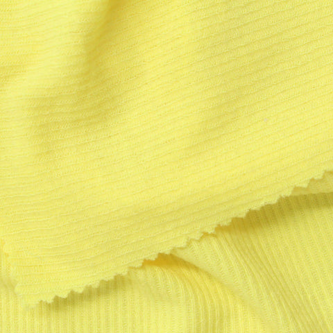 Polyester Viscose Stretch Rib Knit Fabric, 180 gsm, 160 cm — Yellow
