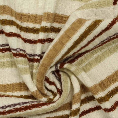 Brown Horizontal-Stripe Rib Knit, Acrylic-Poly