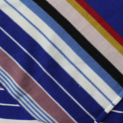 Blue Horizontal-Stripe Knit, Viscose, 160 gsm