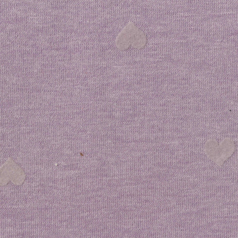 Light Purple Hearts French Terry, Poly-Viscose