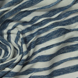 Blue Horizontal-Stripe Jersey Knit, Polyester — photo 3