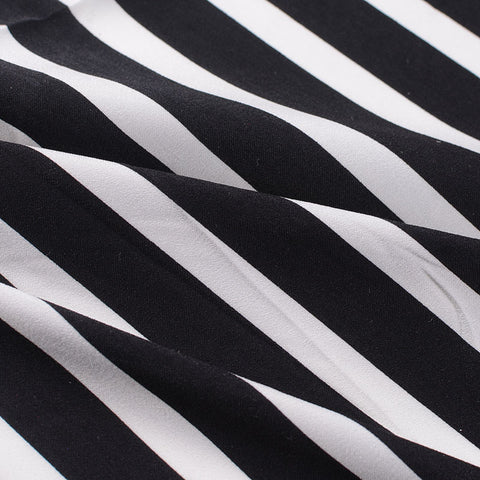 Black Vertical-Stripe Woven, Polyester, 110 gsm, 144 cm