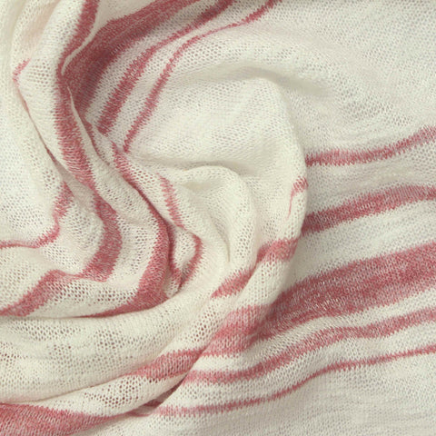Off-White Horizontal-Stripe Knit, Viscose-Poly, 165 gsm