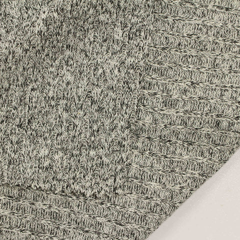 Black Marl Rib Knit, Poly-Viscose, 195 gsm