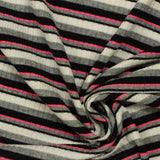 Black Horizontal-Stripe Rib Knit, Poly-Viscose — photo 3