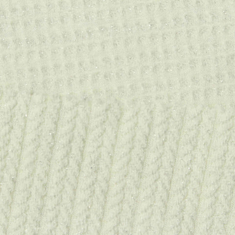 Jacquard Viscose Polyester Blend Metallic Chunky Knit Fabric, 330 gsm, 160 cm — White