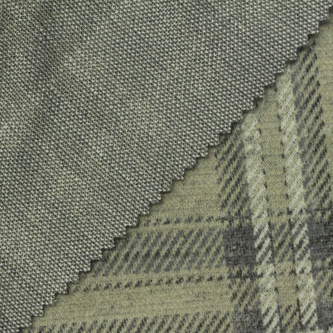 Sage Bold-Plaid Interlock Knit, Cotton-Poly