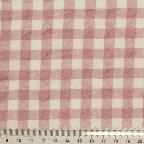 Pink Check Seersucker, Cotton-Poly