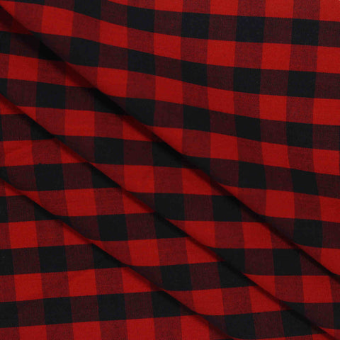 Red Check Poplin, Cotton, 145 cm, ref EF-206220
