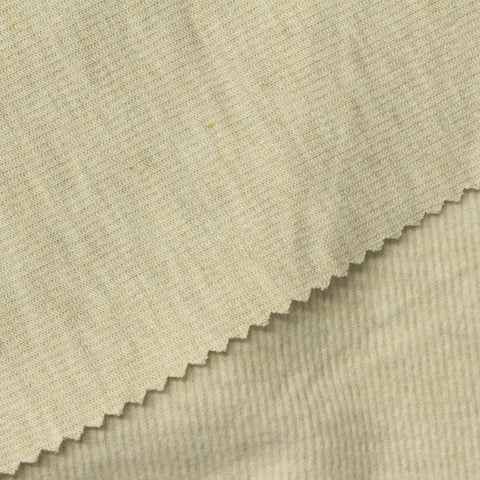 Cream Heather Rib Knit, Poly-Cotton
